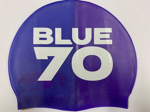 SILICONE SWIM CAP PURPLE LOGO BLUE70