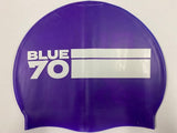 SILICONE SWIM CAP PURPLE LOGO BLUE70