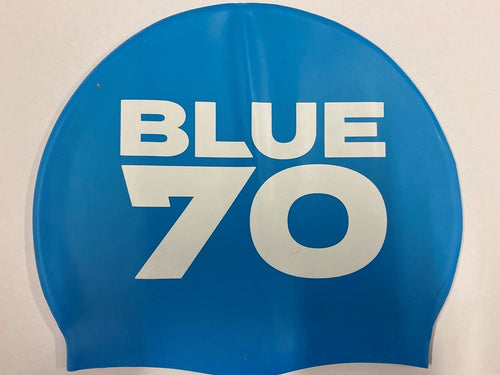 SILICONE SWIM CAP SKY LOGO BLUE70