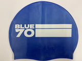 SILICONE SWIM CAP ROYAL LOGO BLUE70