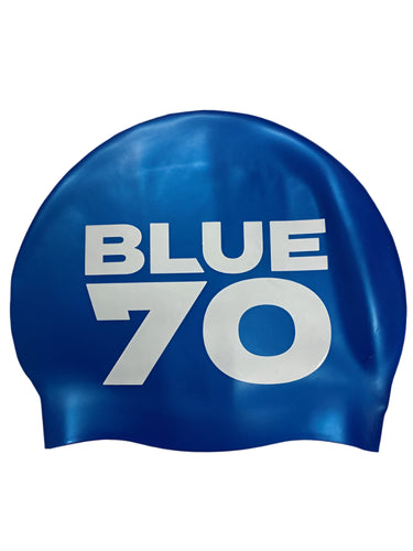 SILICONE SWIM CAP ROYAL 2022 LOGO BLUE70